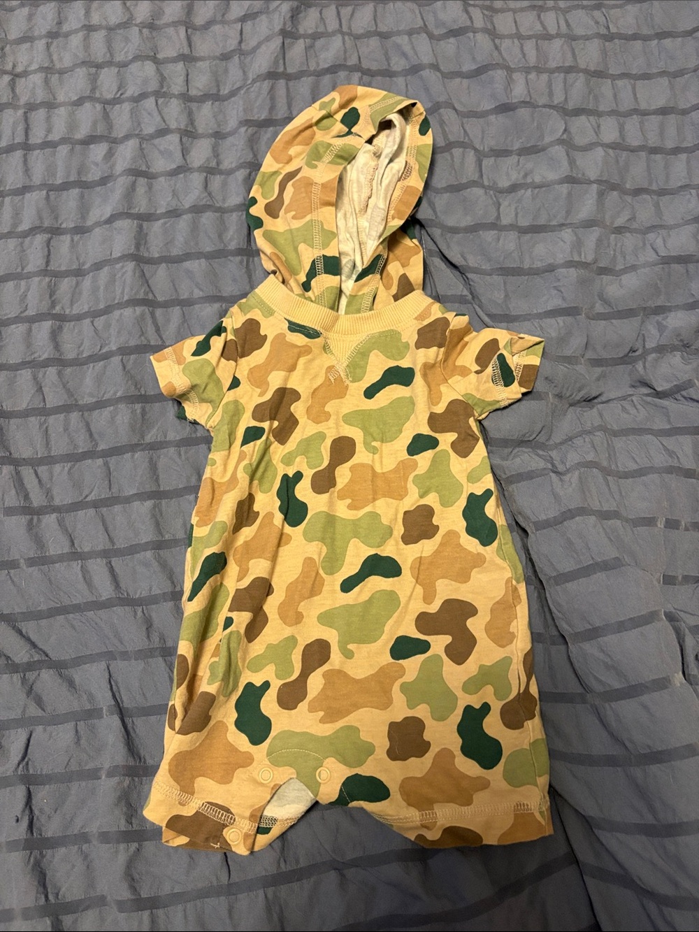 Baby Hooded Camo Romper - Green & Tan Camouflage